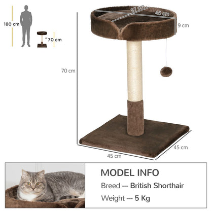 Small Cat Tree for Indoor Cats W/ Sisal Scratching Post Bed Cushion Toy Pawhut