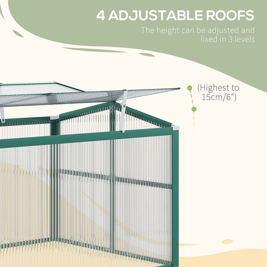 Outsunny Aluminium Cold Frame Greenhouse Planter with Openable Top 130x70x61cm