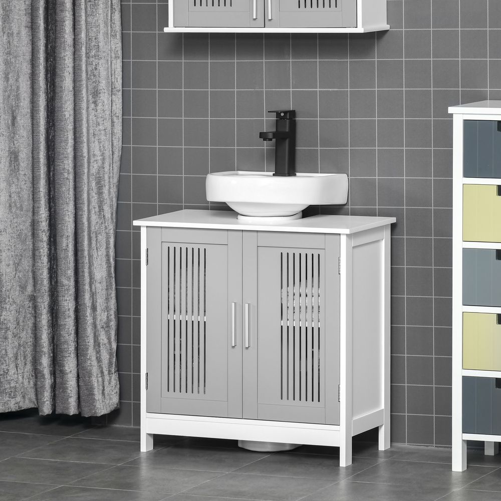 Modern Under Sink Cabinet with 2 Doors, Bathroom Vanity Unit, White