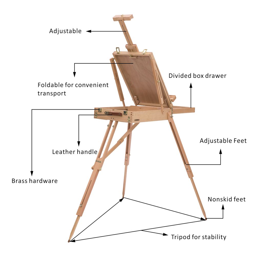 Tripod Art Easel Wooden Drawing Board Workstation Folding French Sketch HOMCOM