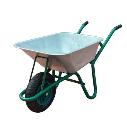 85L Large Galvanised Wheelbarrow with Pneumatic Tyre