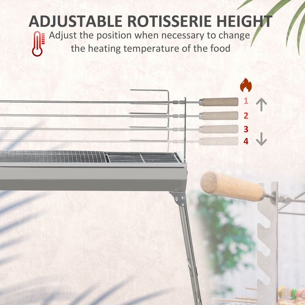 Portable BBQ Rotisserie Grill Roaster with Foldable Legs Stainless Steel