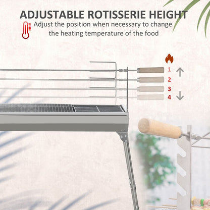 Portable BBQ Rotisserie Grill Roaster with Foldable Legs Stainless Steel