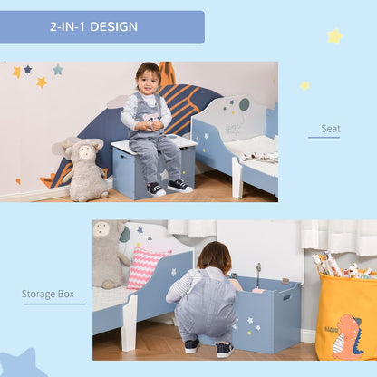 Kids Wooden Toy Box Children Storage Chest Organiser Side Handle Blue HOMCOM