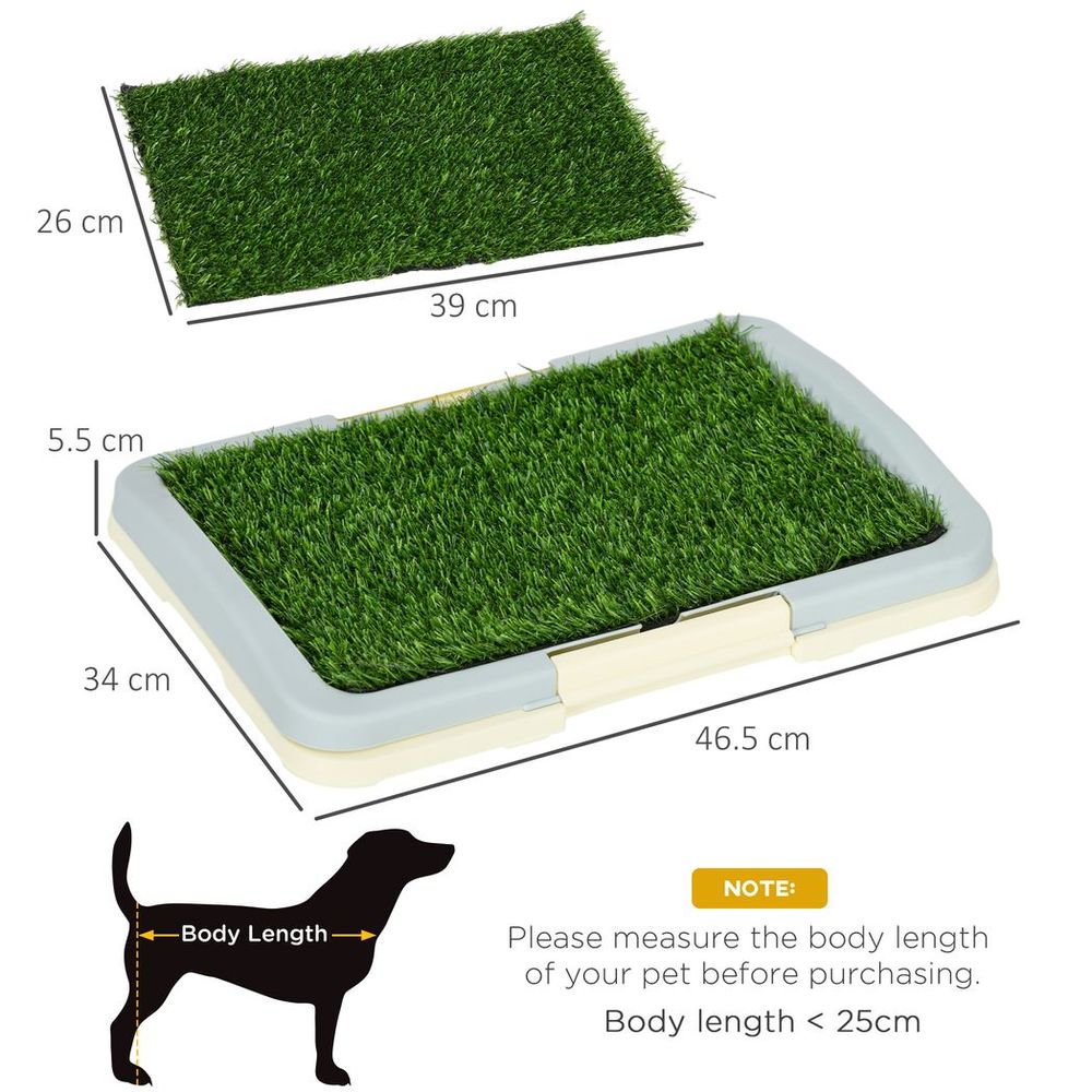 PawHut Dog Toilet Indoor w/ Artificial Grass, Grid Panel, Tray, 46.5 x 34cm