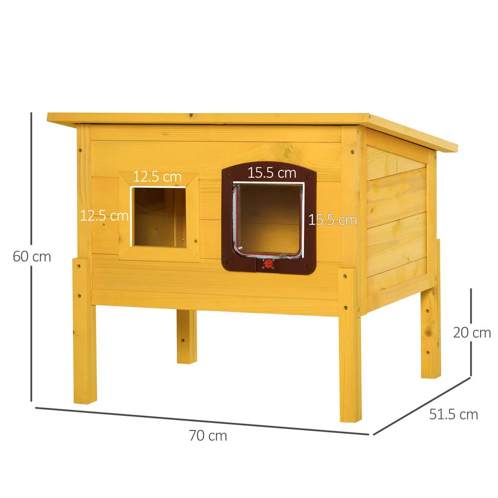 Wooden Cat House Pet Home Outdoor Waterproof Door Roof Shelter Garden Pawhut