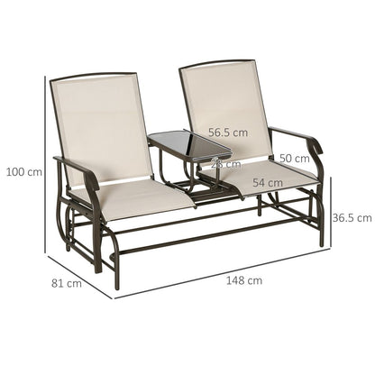 Metal Double Swing Chair Glider With Table Rocker Sun Lounger 2