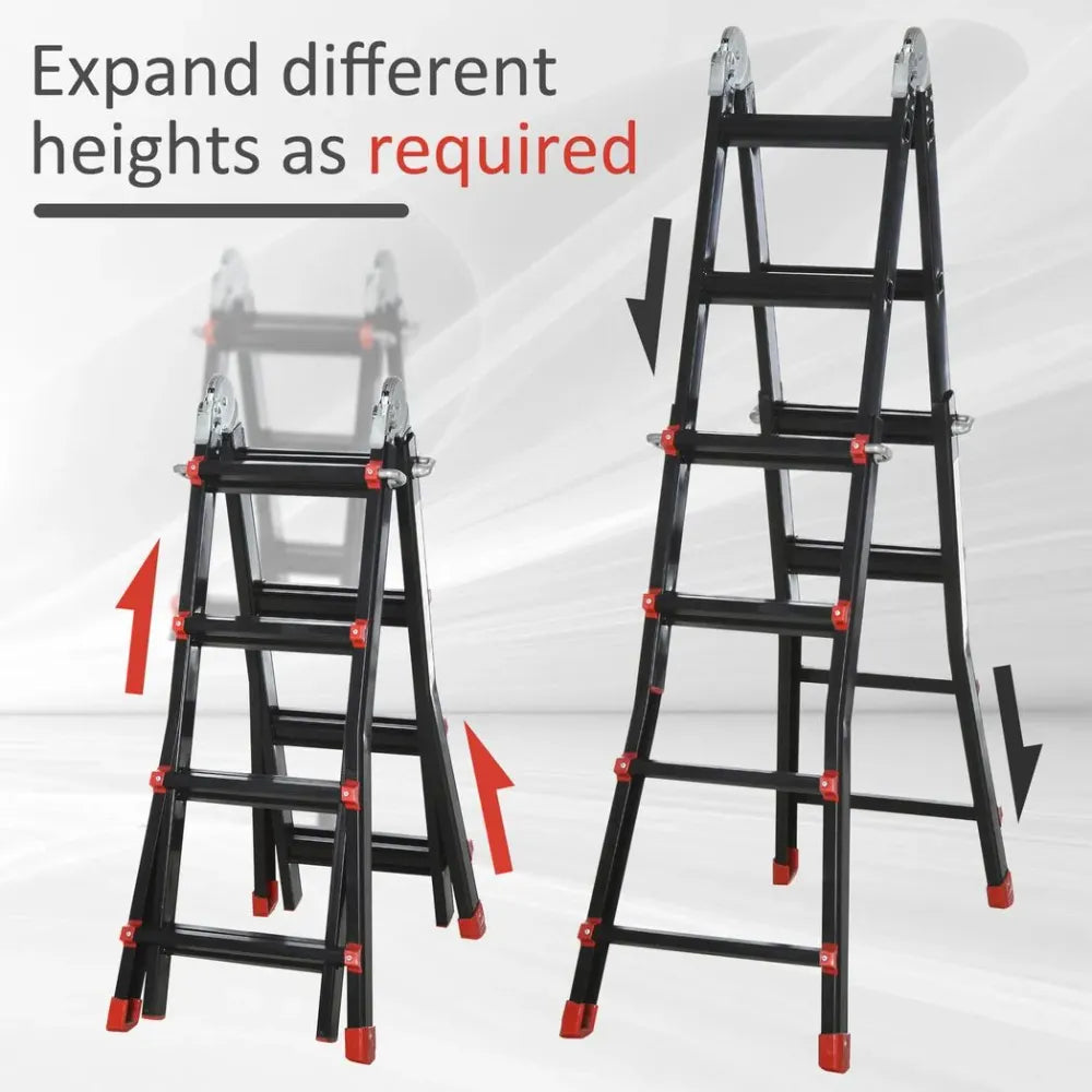 4M Aluminium Duo Ladder Telescopic Herringbone Multi-Purpose DIY Non-Slip