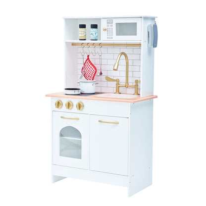 Childrens Wooden Play Kitchen White Toy Cooker Girls Boys TD-12679C