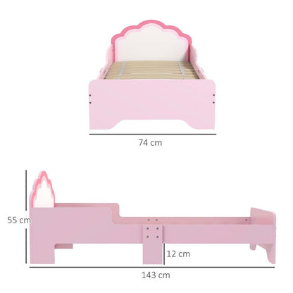 Toddler Bed Frame, Cloud-Designed Princess Bed, 143 x 74 x 55cm - Pink