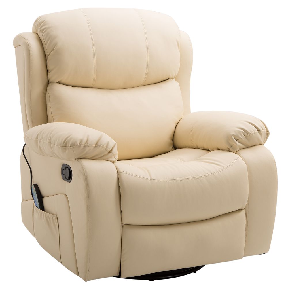 Massage Recliner Chair Manual Reclining Chair with Footrest Remote Beige