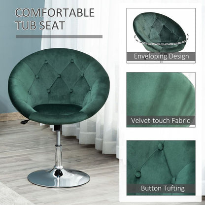 Swivel Dining Height Bar Stool Adjustable Armless Tub Chair Green