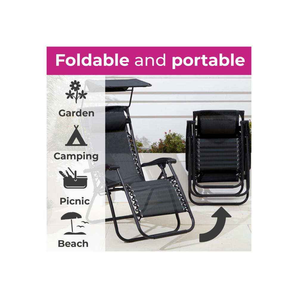 Neo Grey Folding Portable Zero Gravity Chairs and Table Set