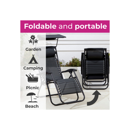 Neo Grey Folding Portable Zero Gravity Chairs and Table Set