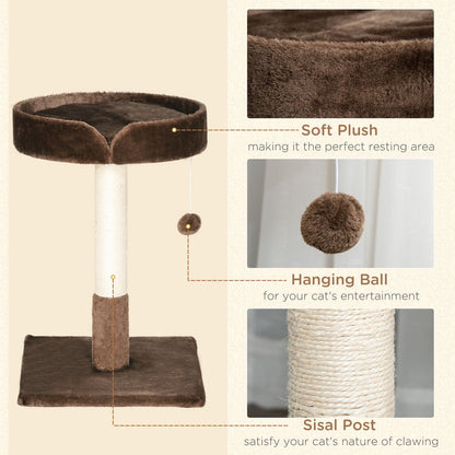 Small Cat Tree for Indoor Cats W/ Sisal Scratching Post Bed Cushion Toy Pawhut