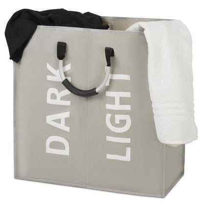 Double Collapsible Washing Laundry Basket Bag (3 Colors) for Bedroom - Light Grey