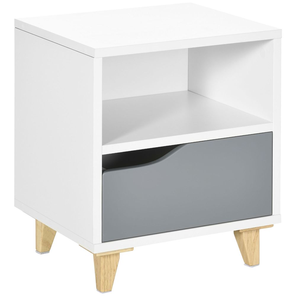 Nightstand, Bedside Table with Drawer and Shelf for Living Room, Bedroom