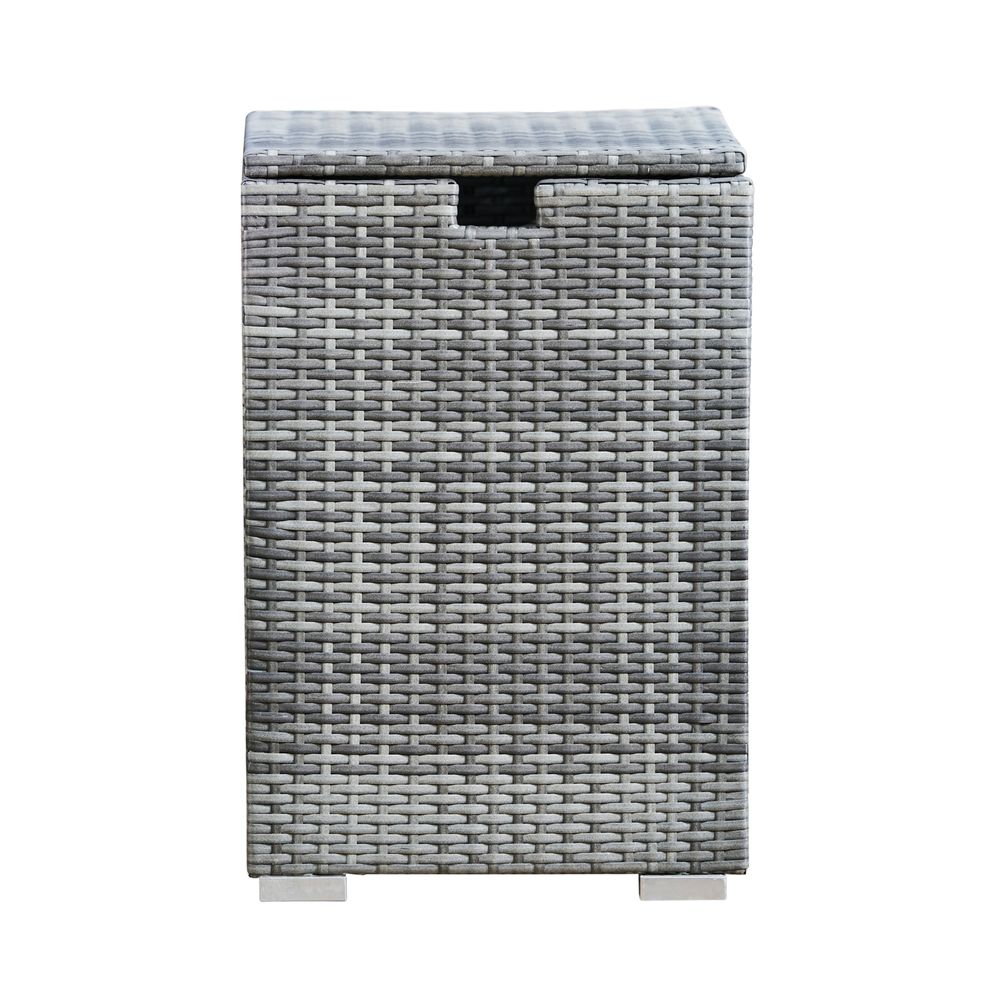 Outdoor Garden Rattan Fire Pit 9kg Gas Bottle Tank Storage, Grey