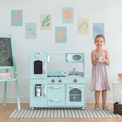 Mint Wooden Toy Kitchen with Fridge Freezer and Oven by TD-11414M