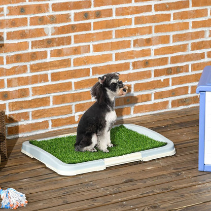 PawHut Dog Toilet Indoor w/ Artificial Grass, Grid Panel, Tray, 63 x 48.5cm