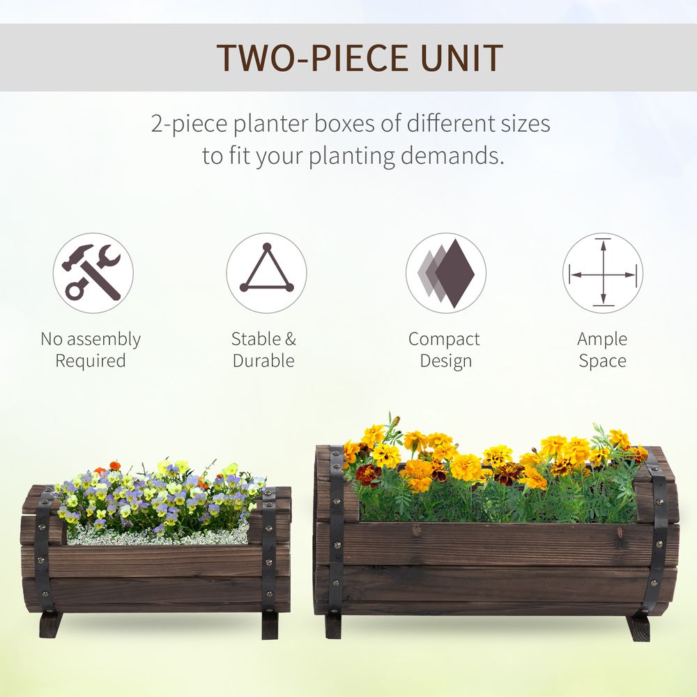 2PCs Wooden Planter Box Flower Plant Pot Flower Beds Plant Box