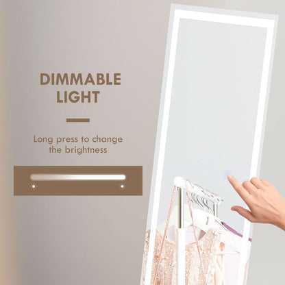 LED Lighted Full Length Mirror Dimmable Full Size Body Mirror for Bedroom