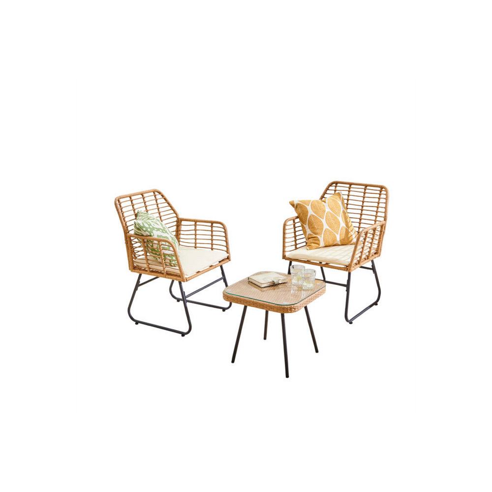 Neo 3 Piece Bamboo Style Garden Table & Chairs Bistro Set