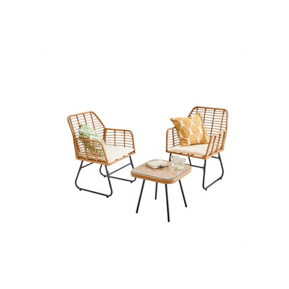 Neo 3 Piece Bamboo Style Garden Table & Chairs Bistro Set