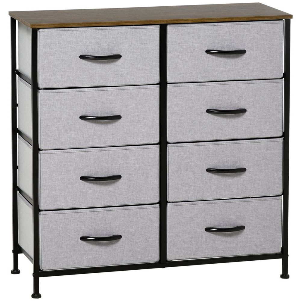 8 Drawer Fabric Chest of Drawers w/ Wooden Top for Closet Hallway Grey