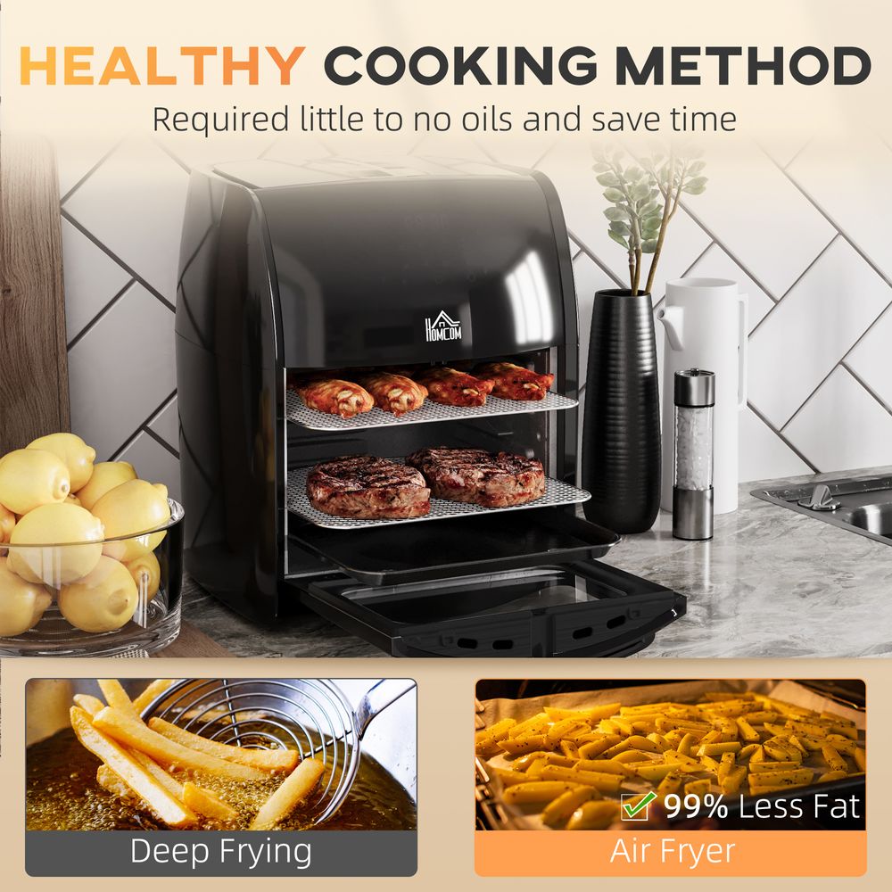 HOMCOM 12L Air Fryer Oven 8 Preset Modes Rapid Air Circulation 1800W Black