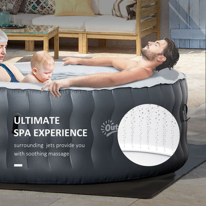 Round Inflatable Hot Tub Bubble Spa w/ Pump, Cover,4-6 Person, Grey