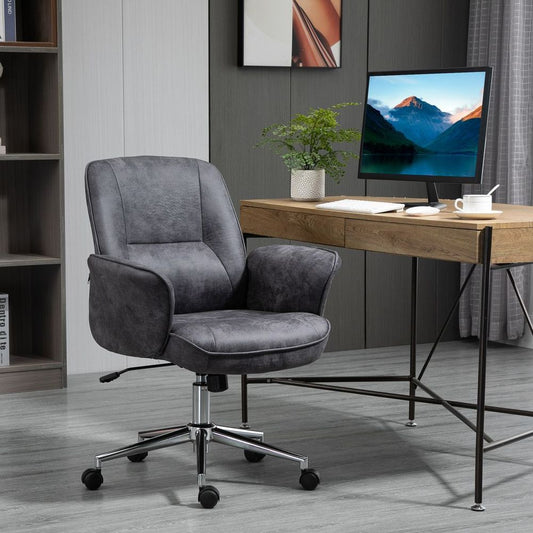 Swivel Computer Office Chair Mid Back Desk Chair for Home, Deep Grey