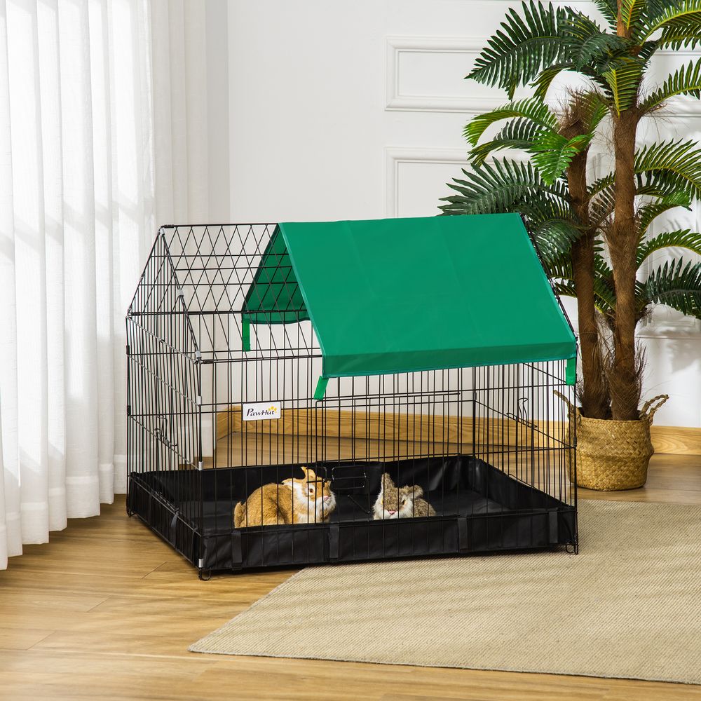 Rabbit Cage Guinea Pig Small Animal Playpen Water Proof Roof Pawhut