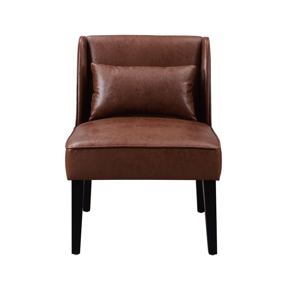 Marc Lounge Accent Chair Seat, Faux Leather, Brown with Padding