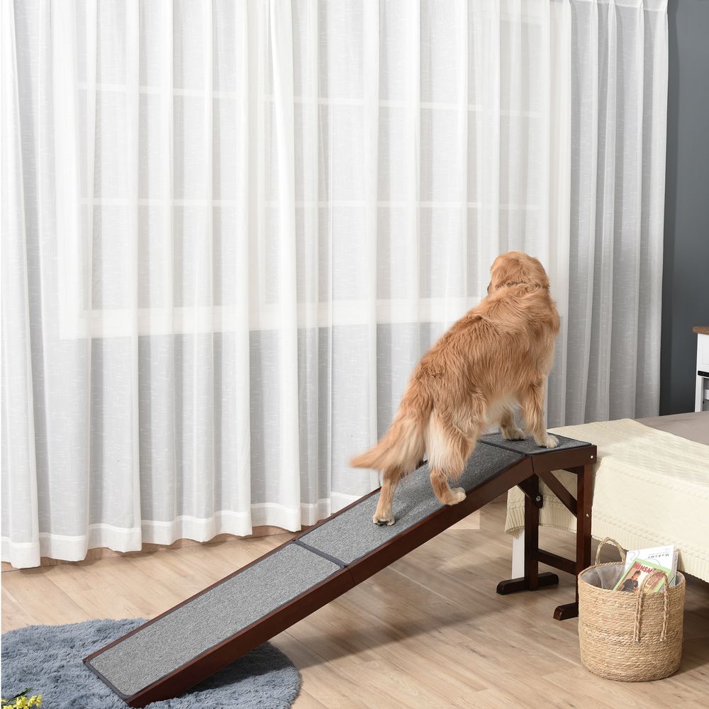 Pet Ramp for Dogs Cats W/ Non-Slip Carpet for Bed Sofa, 188x40.5x63.5cm Pawhut