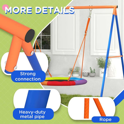 Outsunny Kids Swing Nest Swing Seat with A-Frame Structure for Outdoor Use