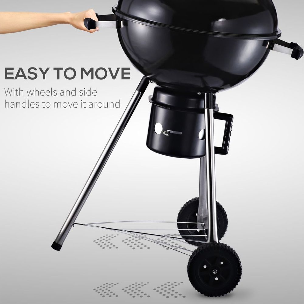 Freestanding Charcoal BBQ Grill Portable Cooking Smoker Cooker w/ Wheels