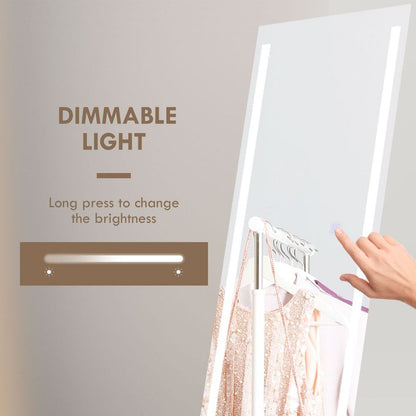 LED Lighted Full Length Mirror Dimmable Full Size Body Mirror for Bedroom