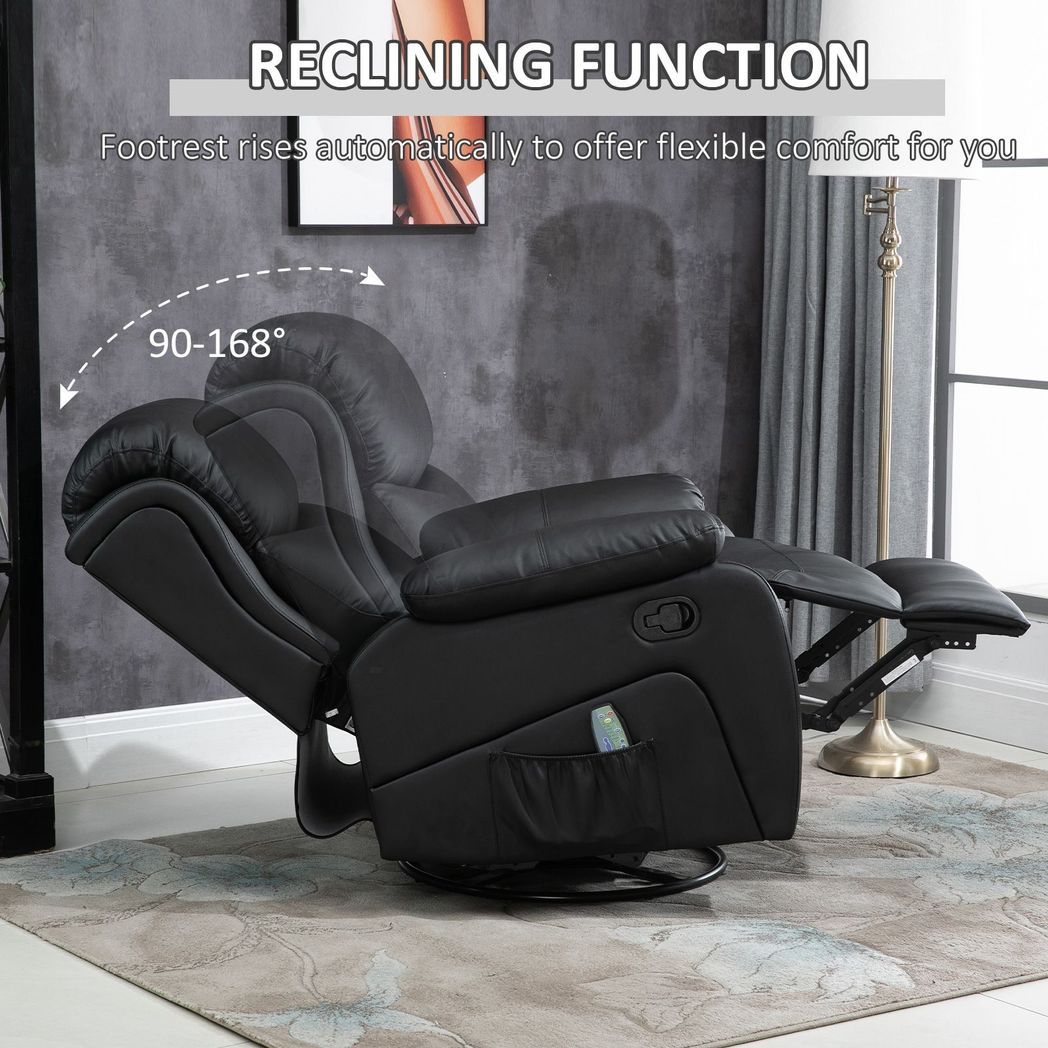 Massage Recliner Chair Manual Reclining Chair with Footrest Remote Black