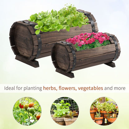 2PCs Wooden Planter Box Flower Plant Pot Flower Beds Plant Box