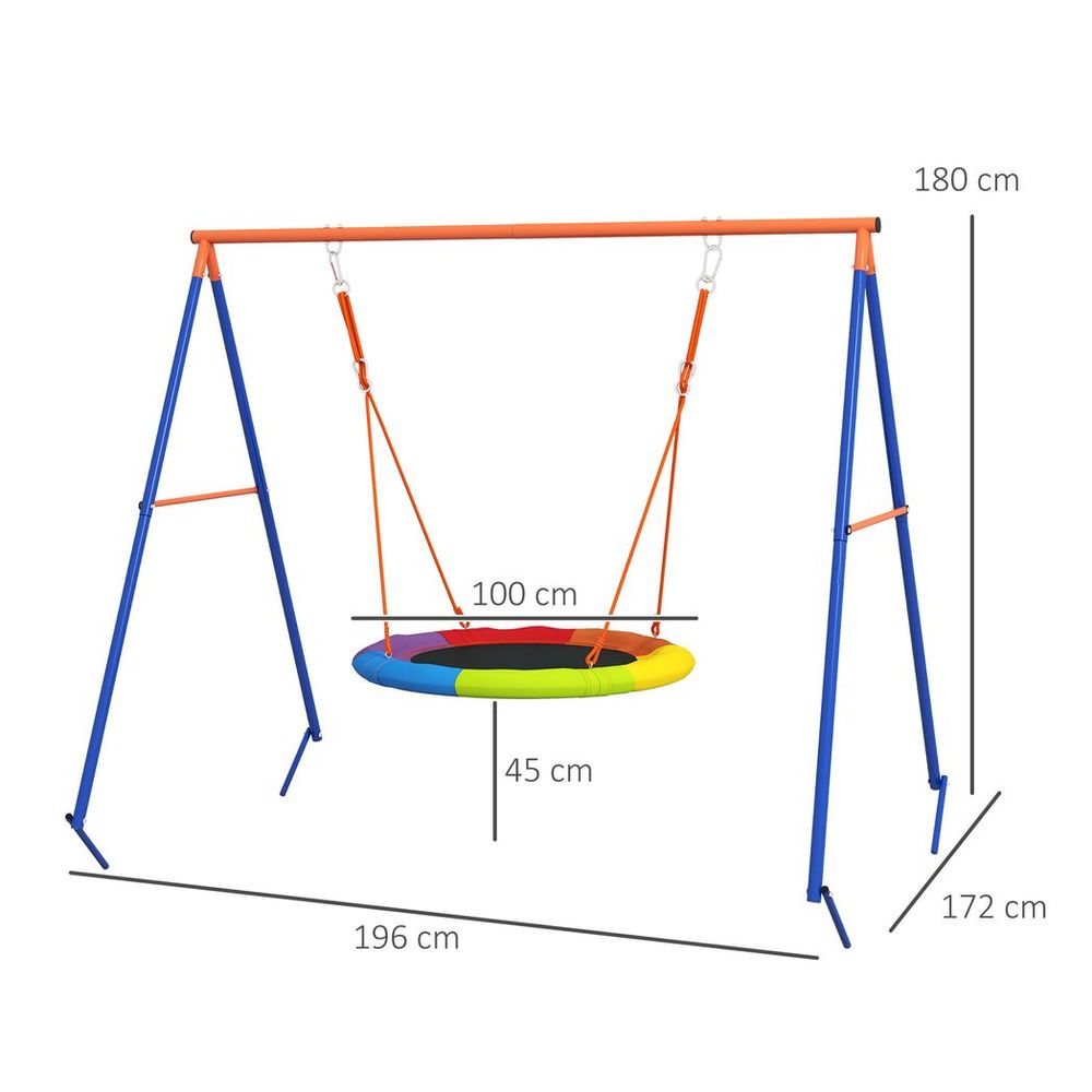 Outsunny Kids Swing Nest Swing Seat with A-Frame Structure for Outdoor Use