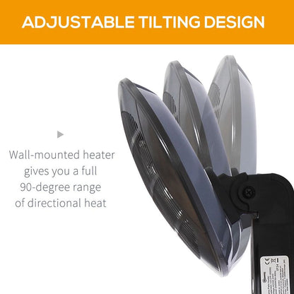 2kW Patio Heater Garden Wall Mount Electric Aluminium 3 Power Setting