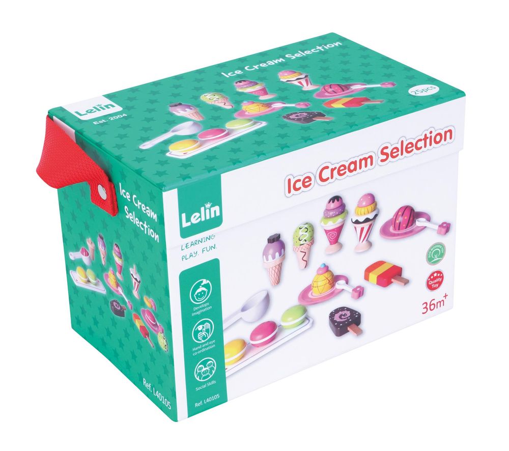 Lelin Wooden 25 Pieces Ice Cream Selection Pretend Play Set