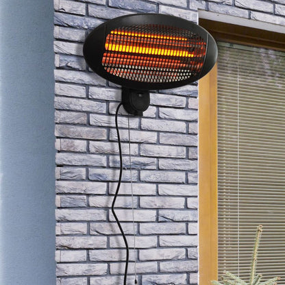 2kW Patio Heater Garden Wall Mount Electric Aluminium 3 Power Setting