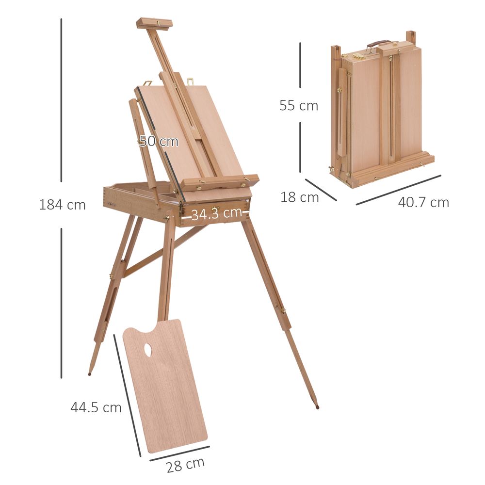 Tripod Art Easel Wooden Drawing Board Workstation Folding French Sketch HOMCOM