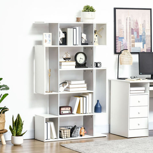 5-Tier Bookshelf, Modern Bookcase with 13 Open Shelves, White