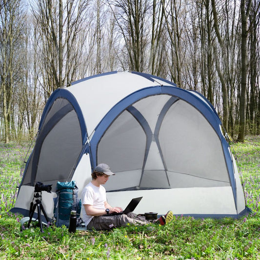 Dome Tent for 6-8 Person Camping Tent w/ Zipped Mesh Doors Lamp Hook Outsunny