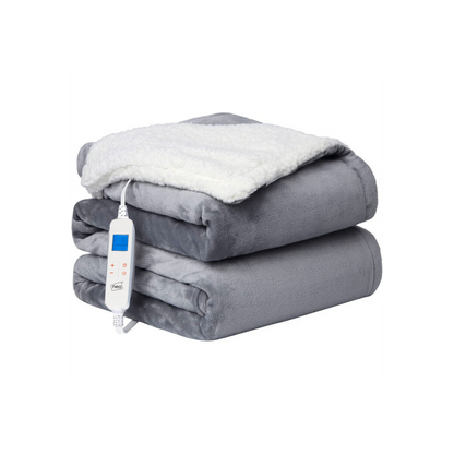 Neo Grey Electric Heated Throw Over Blanket  Reversible