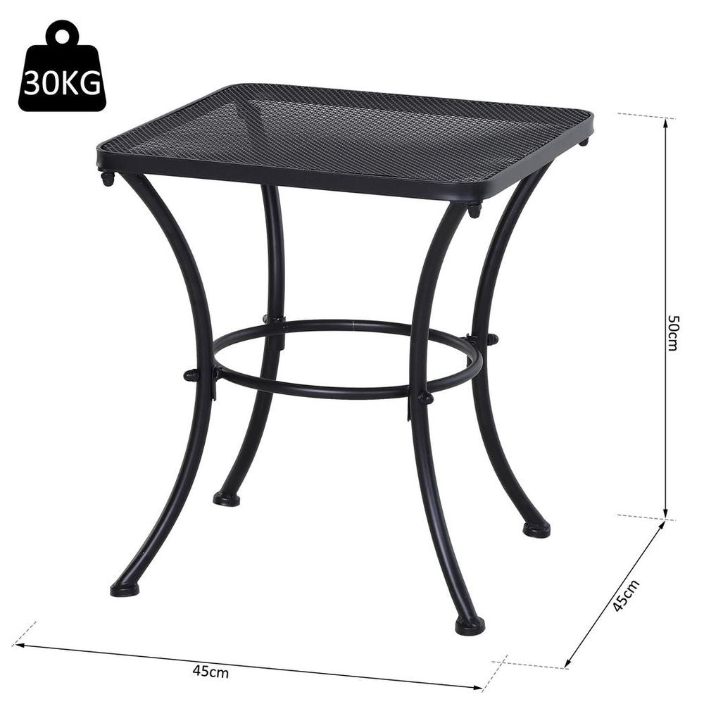 45cm Square Metal Outdoor Patio Bistro Table Coffee Desk Black