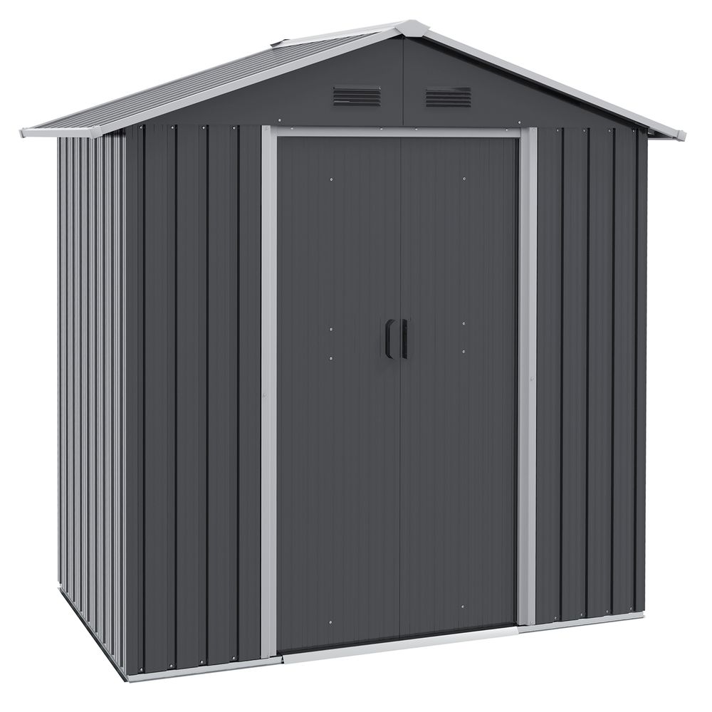 Outsunny 6.5x3.5ft Metal Garden Shed for Garden and Outdoor Storage, Dark Grey